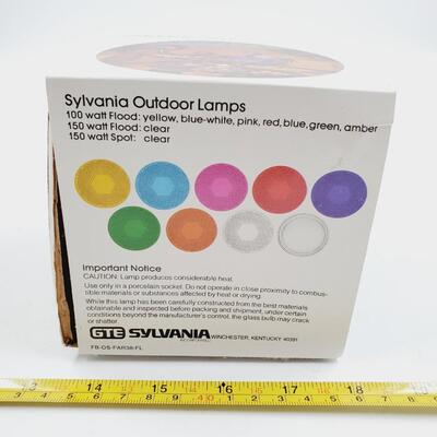 SYLVANIA 150 WATT CLEAR OUTDOOR FLOOD LAMPS WITH ORIGINAL BOX BUNLDE OF 4