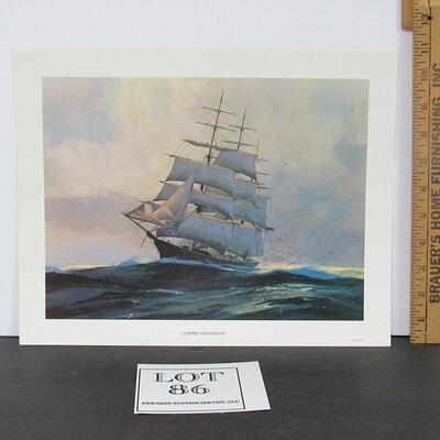 Vintage 1970s Clipper Ship "Staghound" Litho, USA