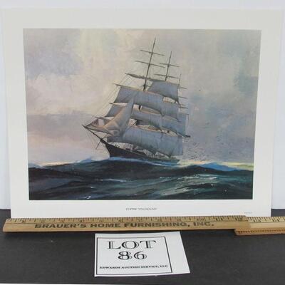 Vintage 1970s Clipper Ship "Staghound" Litho, USA
