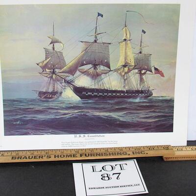 Vintage 1970s "USS Constitution" Print, USA