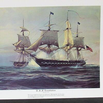 Vintage 1970s "USS Constitution" Print, USA