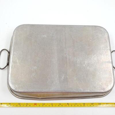 WEAR EVER AND MIRRO ALUMINUM ROASTING PAN WITH DOUBLE HANDLES BUNDLE OF 3