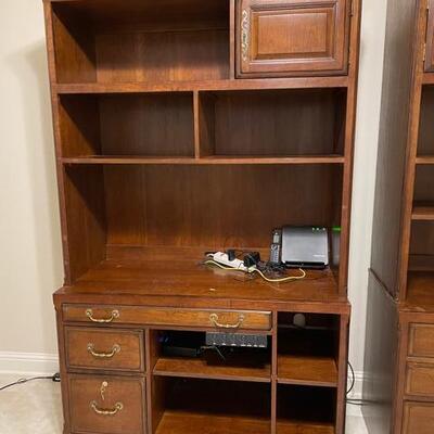 Lot #23 -- Drexel Computer Desk with bookshelves & file drawers