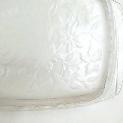 PYREX AND UNBRANDED FLORAL CLEAR BAKING DISHES 