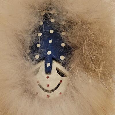 Lot 511: Handcarved Alaskan Black Cottonwood Bark Carving by DAVE HENDREN with Reindeer & Other Real Fur