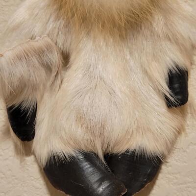 Lot 511: Handcarved Alaskan Black Cottonwood Bark Carving by DAVE HENDREN with Reindeer & Other Real Fur