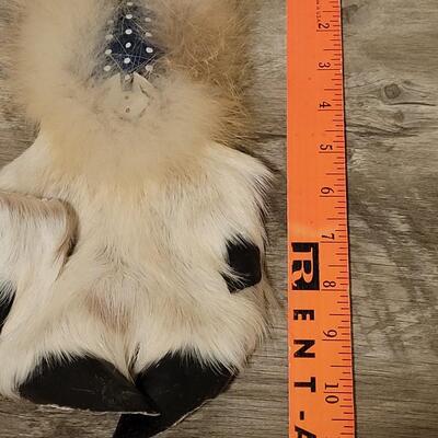 Lot 511: Handcarved Alaskan Black Cottonwood Bark Carving by DAVE HENDREN with Reindeer & Other Real Fur
