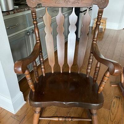 Lot #29 -- Vintage Walnut Press-back Rocking Chair