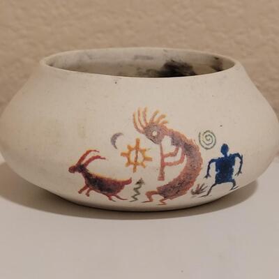 Lot 516: Ceramic Vessel and Kokopelli Ornament 