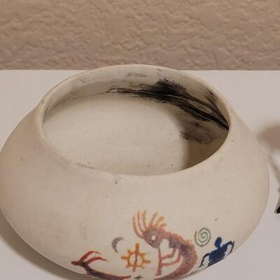 Lot 516: Ceramic Vessel and Kokopelli Ornament 