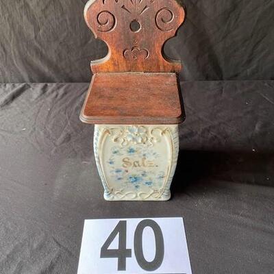 LOT#T40: German Hand Painted Salt Box