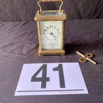 LOT#T41: French Carriage Clock with Key