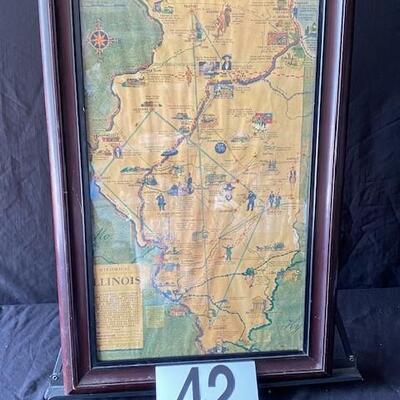 LOT#T42: Vintage Map of Illinois