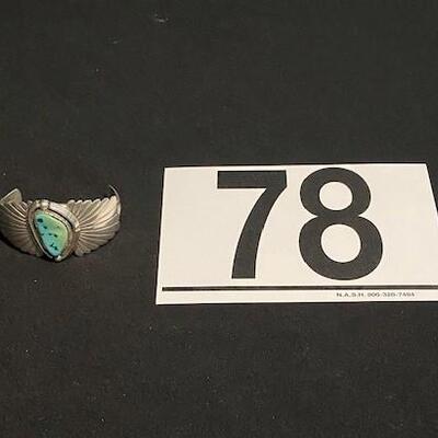 LOT#R78: Wilson Padilla Marked Sterling & Turquoise Bracelet [38g]