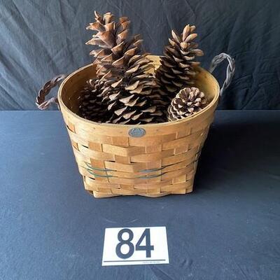 LOT#E84: Peterborough Basket with Red Wood Pinecones
