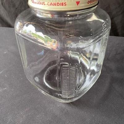 LOT#E90: Vintage Toms Candy Jar with Lid