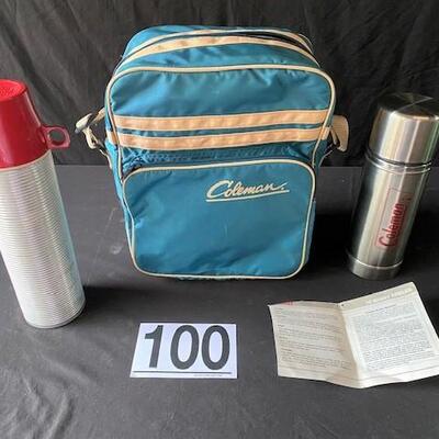 LOT#E100: Vintage Coleman Cooler with Thermos