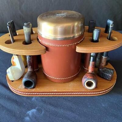 LOT#E153: Pipe Stand & Humidor with Eight Pipes Lot #2