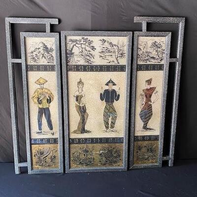LOT#G227: Vintage Hand painted Balinese Artwork