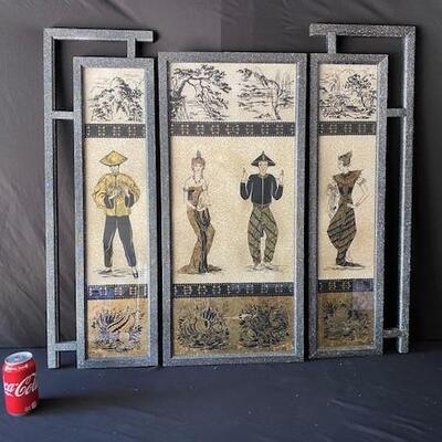 LOT#G227: Vintage Hand painted Balinese Artwork