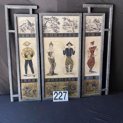 LOT#G227: Vintage Hand painted Balinese Artwork