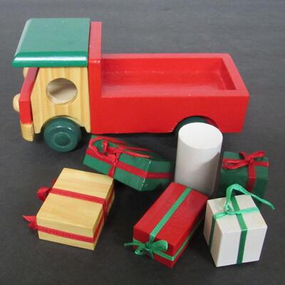 Little Wood Delivery Truck With Christmas Packages