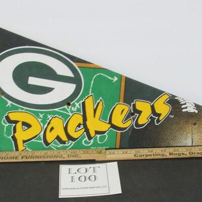 Large Wood GB Packers Pennant Shaped Wall Hanging