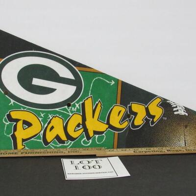 Large Wood GB Packers Pennant Shaped Wall Hanging