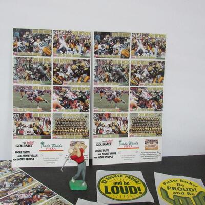 Lot of GB Packers Cards (all the same), Stickers, and Schlitz Coasters