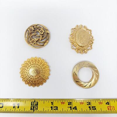 4 PC SCARF CLIP GOLD TONED - LOT #2 