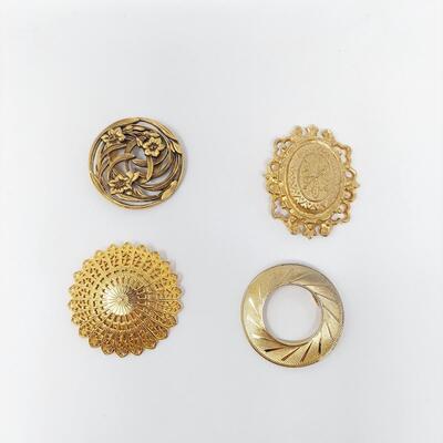 4 PC SCARF CLIP GOLD TONED - LOT #2 