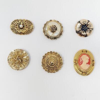 6 PC GOLD TONED SCARF CLIPS - LOT #4 