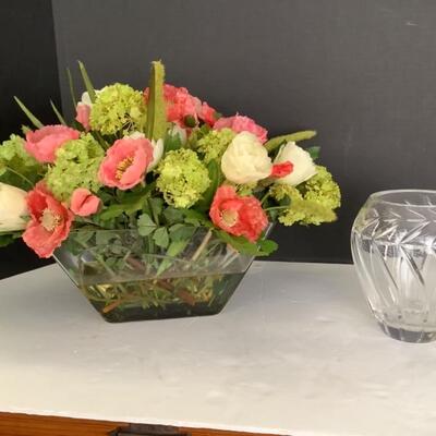 396 Floral Bouquet & Crystal Vase 