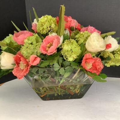 396 Floral Bouquet & Crystal Vase 