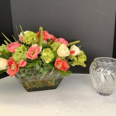 396 Floral Bouquet & Crystal Vase 