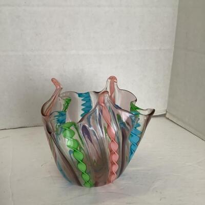 398. Millefiori Handkerchief Bowl & Reticulated Plated Pedestal Bowl