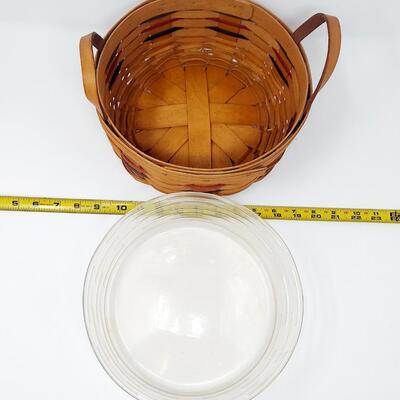 1994 LEATHER HANDLE CIRCULAR LONGABERGER BASKET 