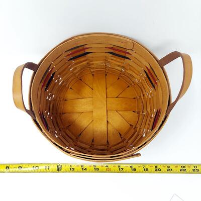 1994 LEATHER HANDLE CIRCULAR LONGABERGER BASKET 