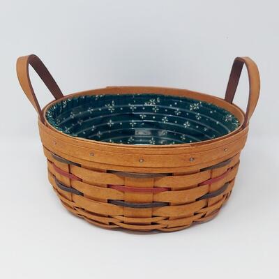 1994 LEATHER HANDLE CIRCULAR LONGABERGER BASKET 
