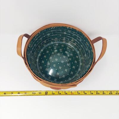 1994 LEATHER HANDLE CIRCULAR LONGABERGER BASKET 