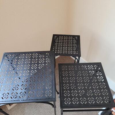Lot 561: (3) Nesting Metal Tables