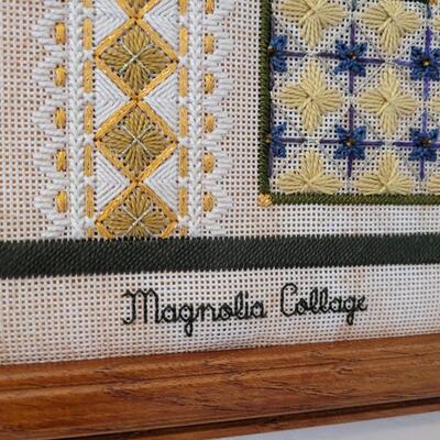 Lot 563: Magnolia Theme Needlepoint 
