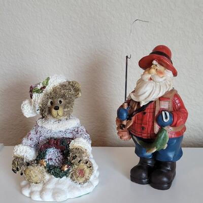 Lot 575: Christmas Bear and Fishing Santa