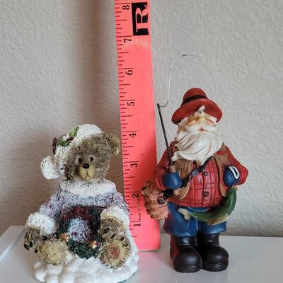 Lot 575: Christmas Bear and Fishing Santa