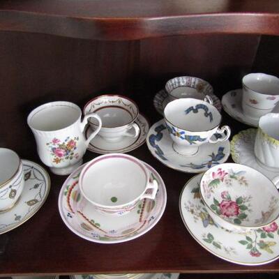Assorted Fine Bone China Cups and Saucers by Various Makers