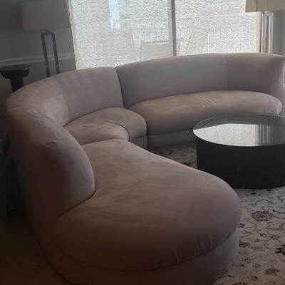 3 Piece Couch Tan Suede, Made in Italy, Includes Pillows  