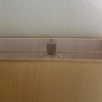 2 Silver Floor Lamps with Silk Shades