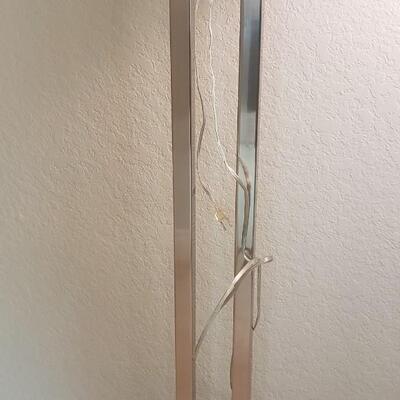 2 Silver Floor Lamps with Silk Shades