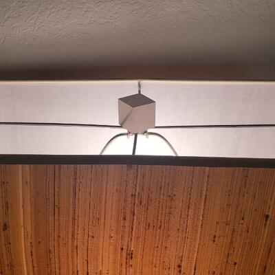 2 Silver Floor Lamps with Silk Shades