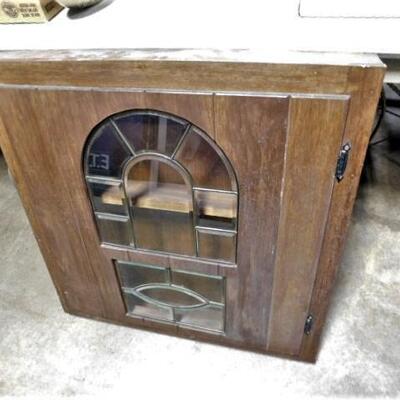 Hand Crafted Wall Display Cabinet with Decorative Glass Front